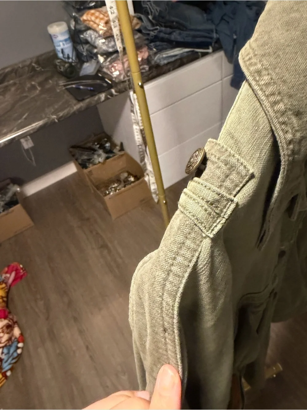 Free People Olive Green Utility Jacket with Oversized Pockets